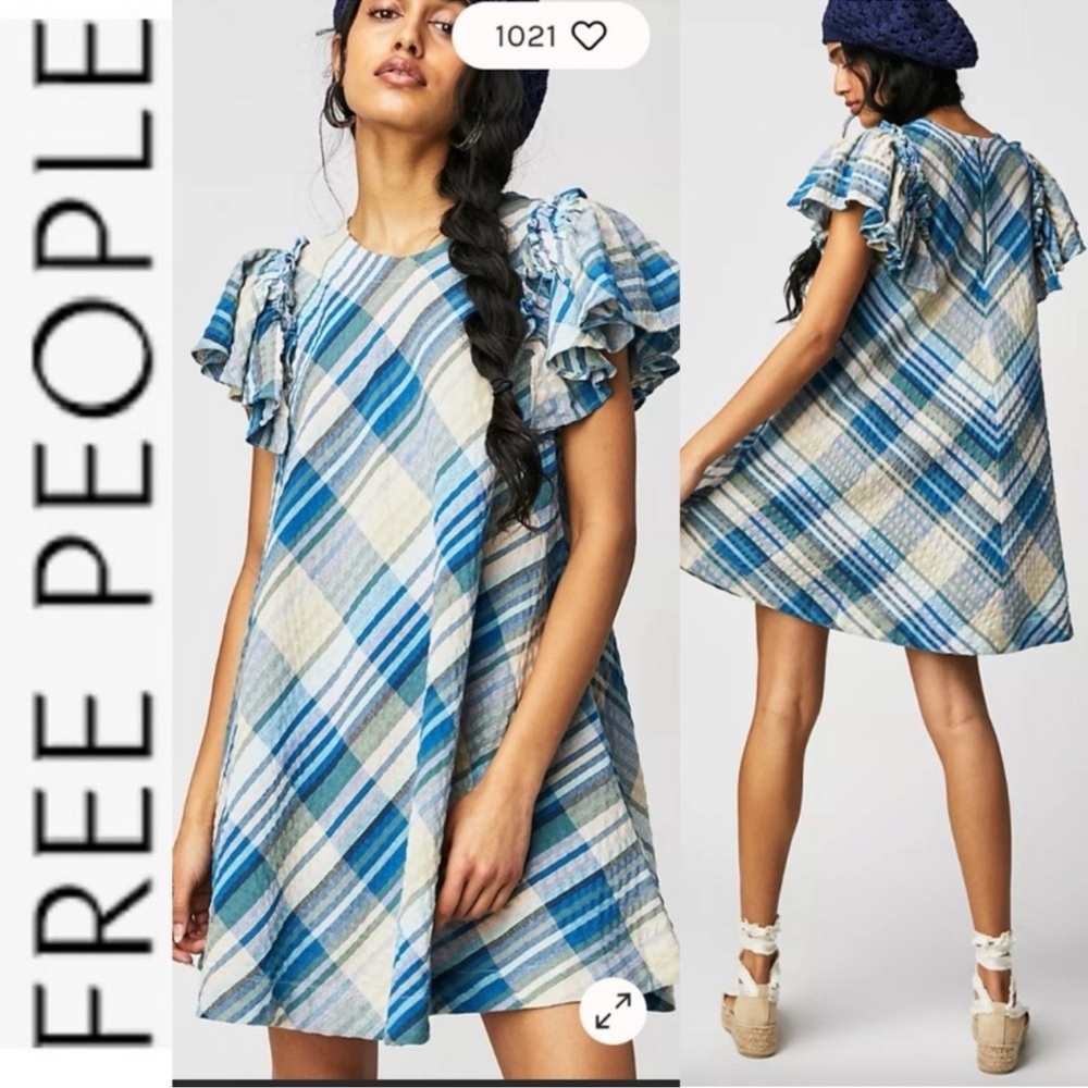 FREE PEOPLE Yara Madras Plaid Mini Dress Size XS